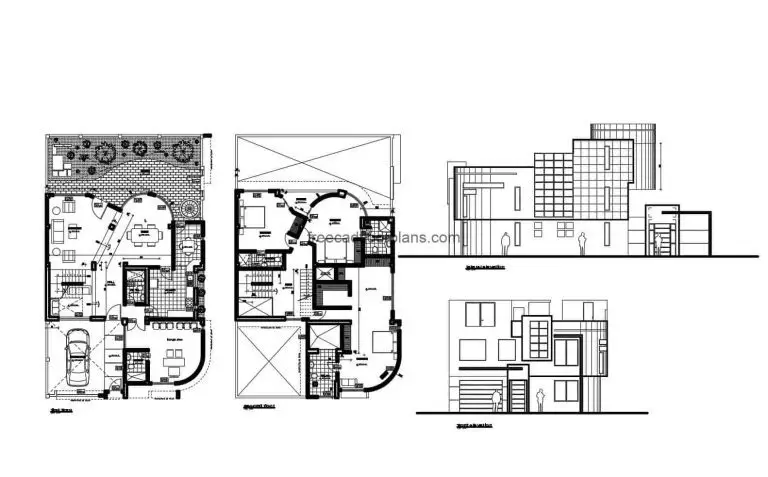 Modern Style Residence Autocad Plan, 2704202
