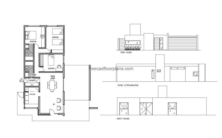 One-story house Autocad Plan, 2304202