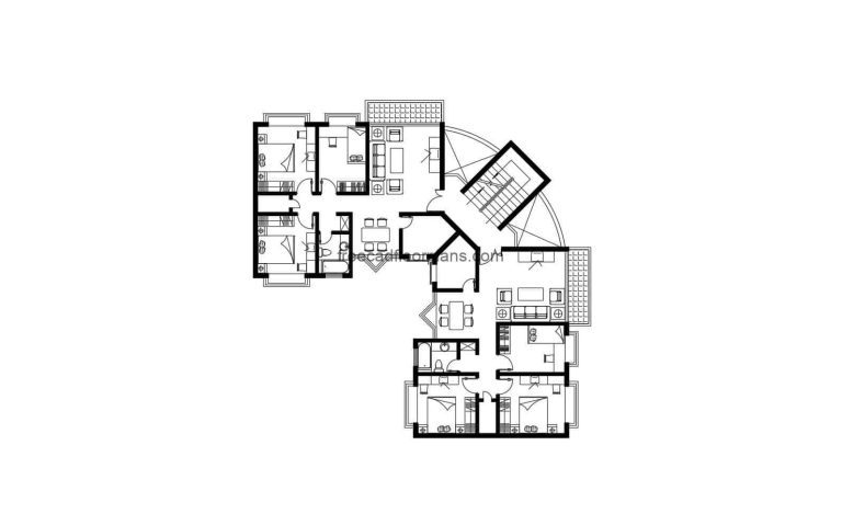 Small Apartments Autocad Plan 1404203