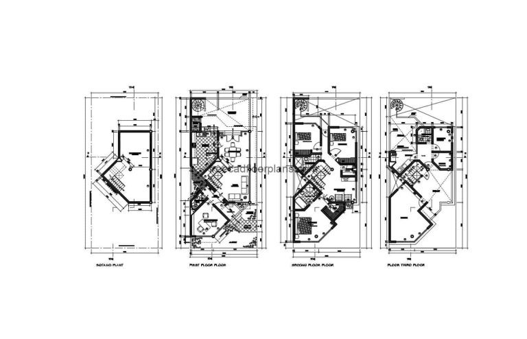 Narrow three-story house Autocad Plan 1804203