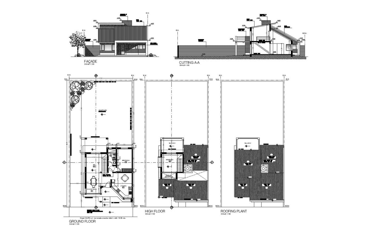  House  Two  Bedroom  Autocad  Plan  2104203 Free Cad  Floor Plans 