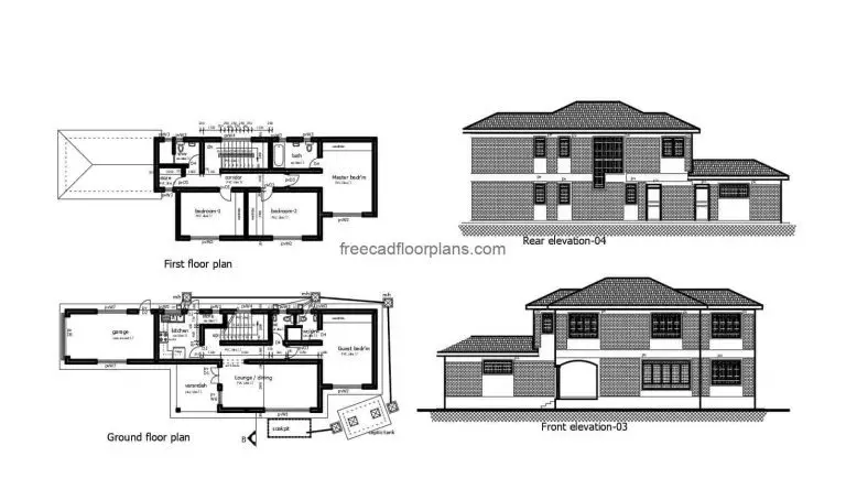 Two-story House Autocad Plan, 2904201