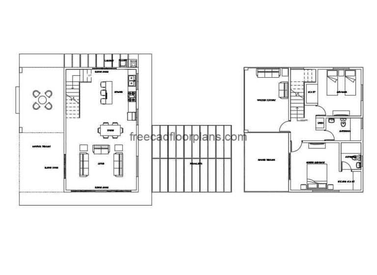 Two-story house Autocad Plan 410202