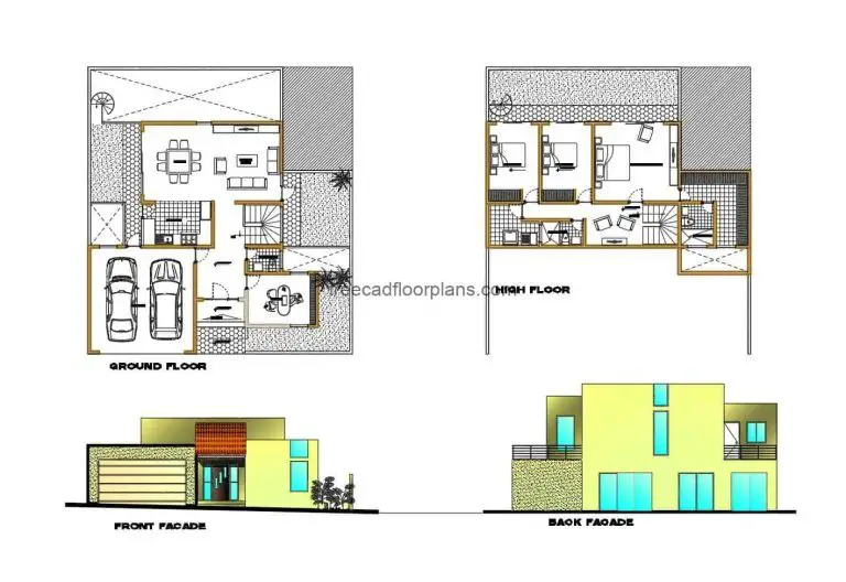 Two-storey House Autocad Plan, 3004202