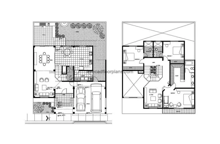 Two-storey Residence Autocad Plan, 405202