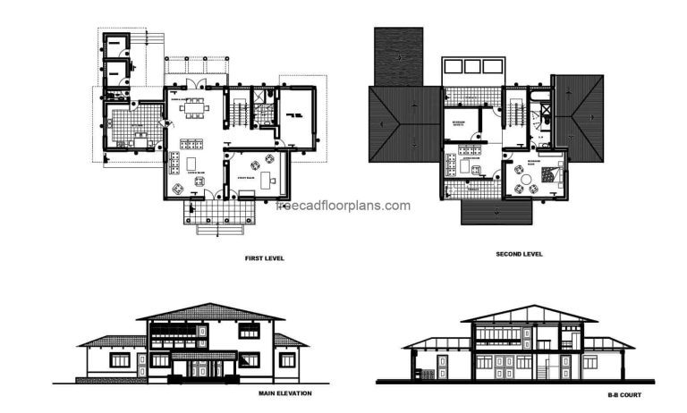 Two-storey Country House Autocad Plan, 1205202
