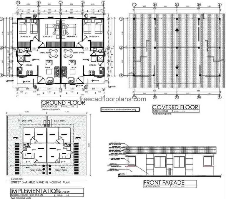 Small Duplex House Autocad Plan, 0706201