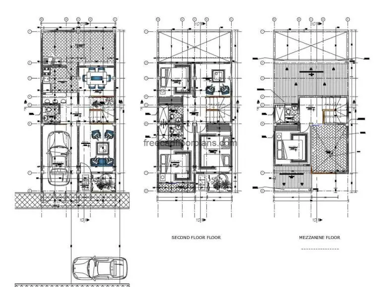 2.5 Storey House Autocad Plan, 1207201