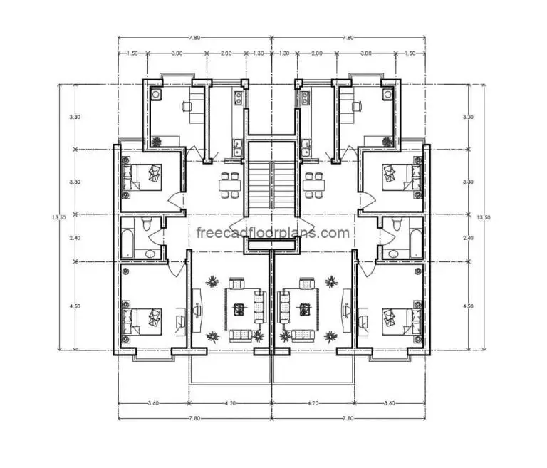 Residential Building Autocad Plan, 0907201