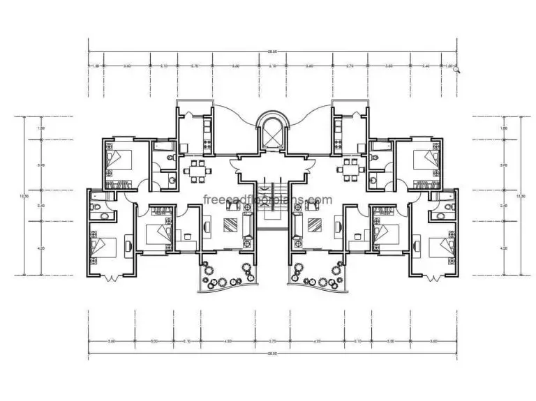Residential Building Autocad Plan, 1007201