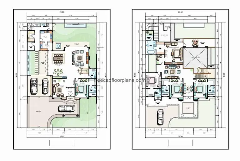 Two-Storey Familiar Residence Autocad Plan, 3007202