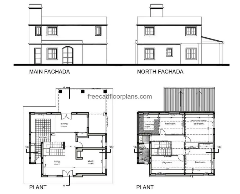 Two-Storey Country House Project Autocad Plan, 2207202