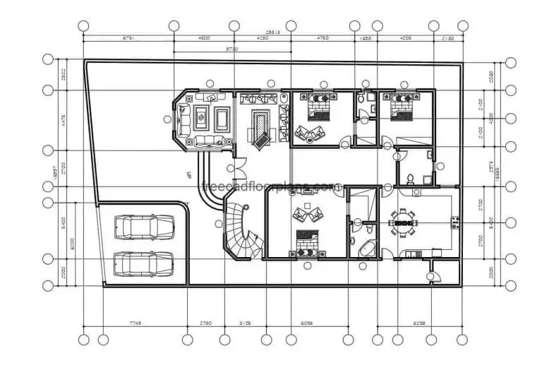 2 Storey House Autocad Plan, 1607201