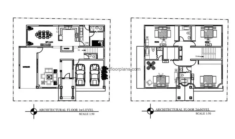 Two-Storey House Full Project Autocad Plan, 2207201