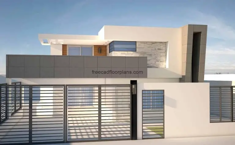 Architectural project, plans in format of autocad DWG, of residence with minimalist style, the plans have blocks of autocad, architectural plant, dimensioned, structural, sections and details of foundation
