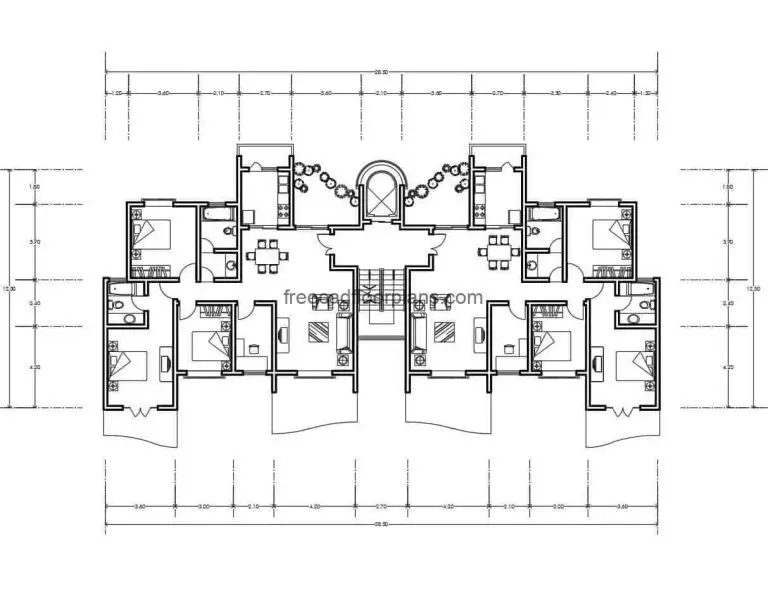 Residential Building Autocad Plan, 1307202