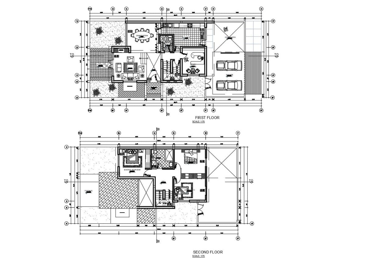 Two Storey Residence With Basement Autocad Plan 2008201 Free Cad Floor Plans