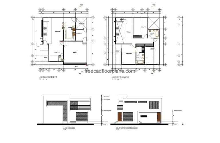 Modern Two-Storey Residence Autocad Plan, 0809202