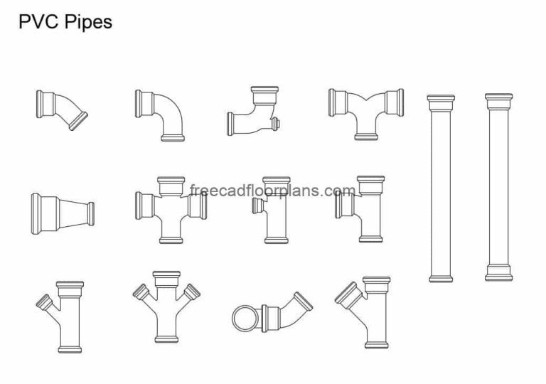Pipes pvc blocks of Autocad DWG for free download