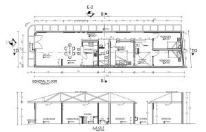 Single-family dwelling inclined roof project of complete plans in dwg format, foundation plan, architectural distribution, electrical plans, sanitary, elevations, sections, free download.