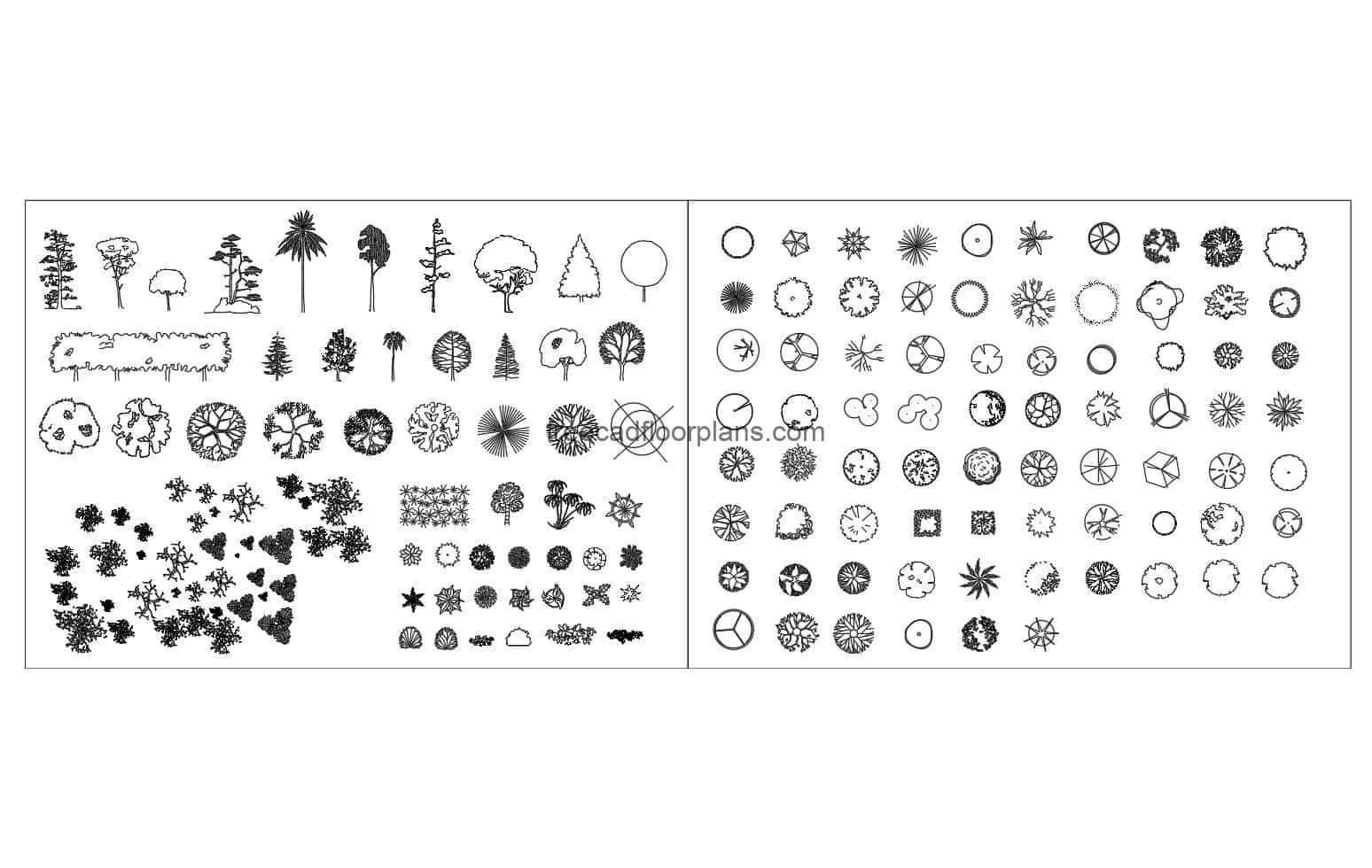 Complete collection of Trees and Plants in Autocad DWG blocks for free download