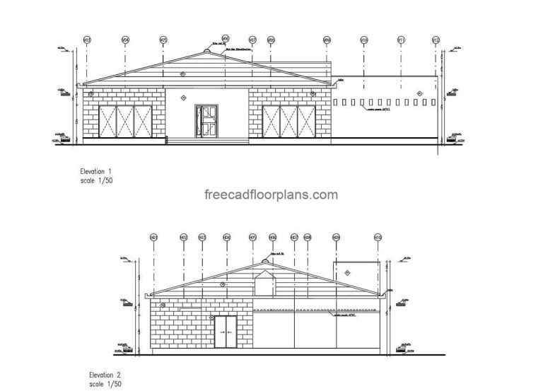 Villa House Project Autocad Plan, 1310201