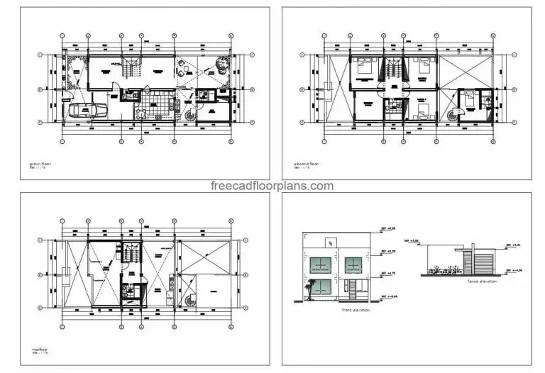 Four-bedroom Two Storey Residence AutoCAD Plan, 2711202