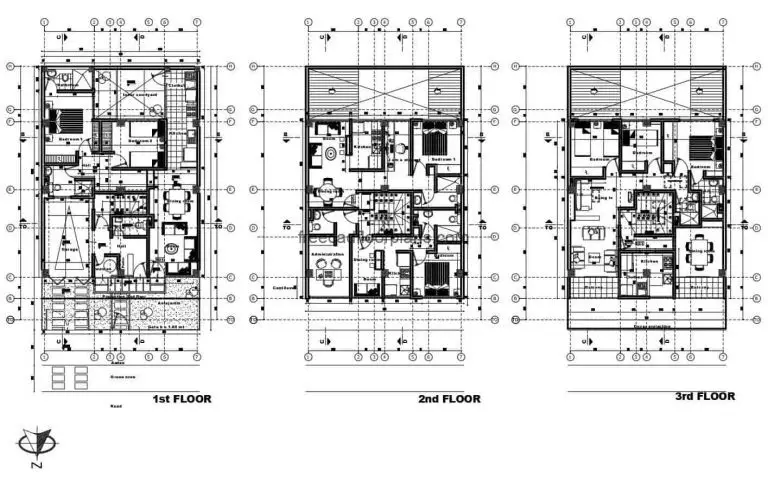 Three Storey Residence AutoCAD Plan, 1811202