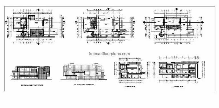 The Rachofsky House design by architect Richard Meier 2D plans in Autocad DWG format