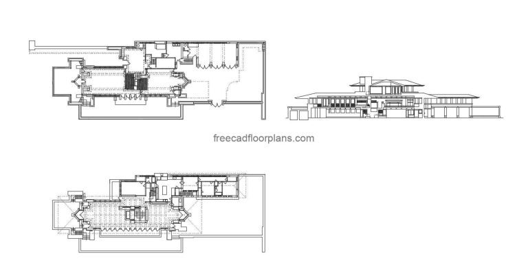 DWG 2D floor plan Robbie House designed by Frank Lloyd Wright