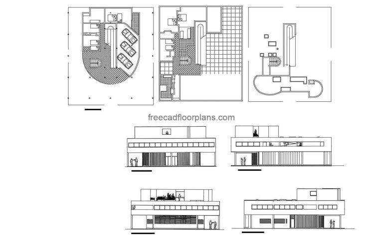 Autocad DWG 2D Villa Savoye floor plan for download