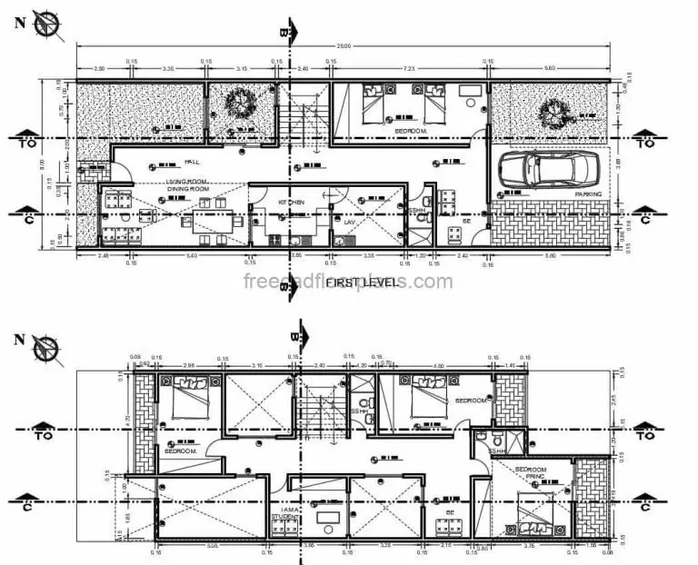 Four Bedrooms Two Storey Residence Autocad Plan, 2103211