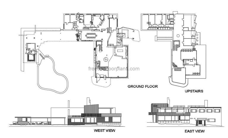 DWG Autocad plans of Villa Mairea, famous architecture by Alvar Aalto