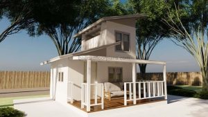 Autocad dwg drawings of tiny minimalist house with loft style bedroom