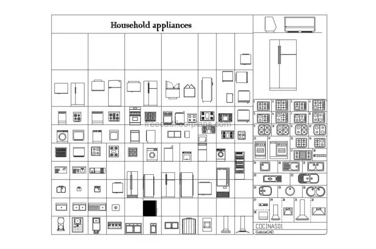 Household Appliances Autocad Blocks, 2805211