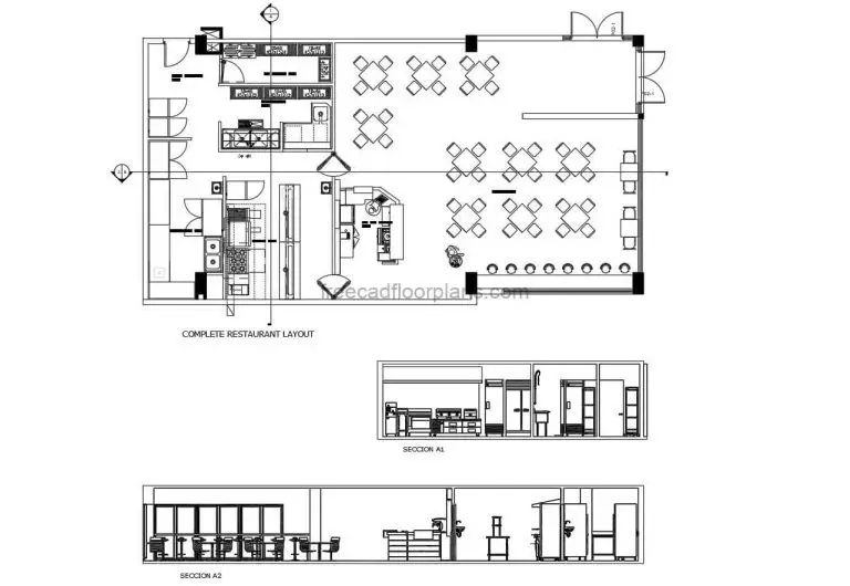 Complete Bar And Restaurant, AutoCAD Plan