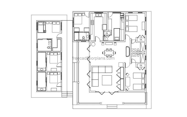 5 Bedrooms Village House (300 M2), AutoCAD Plan