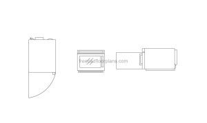 Microwave Oven Top, Side and Front views, AutoCAD Block dwg format for free download