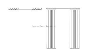 AutoCAD block in DWG format of curtain with plan and elevation views block for free download