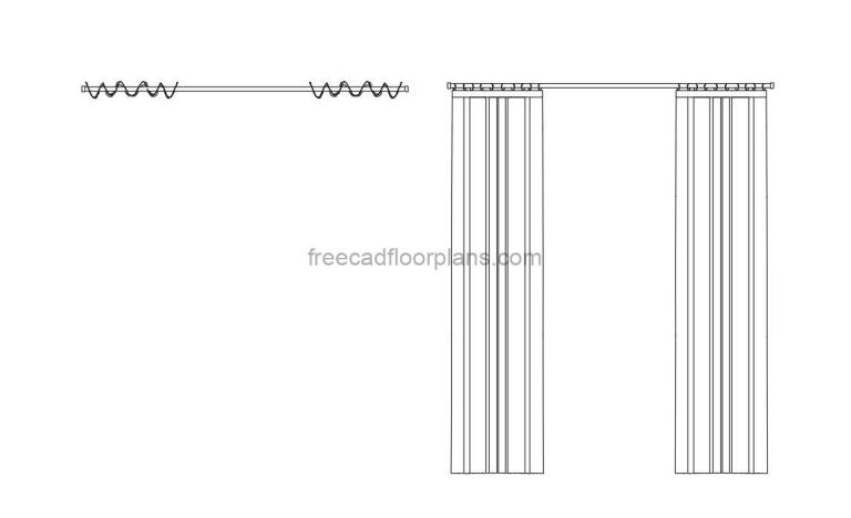 Curtain Top and Front Views, AutoCAD Block