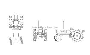 Farm Equipment, Tractor, 2D Drawing AutoCAD Block dwg drawing for free download