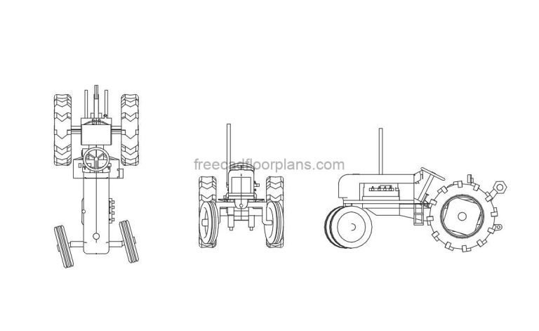Farm Equipment, Tractor, 2D Drawing AutoCAD Block