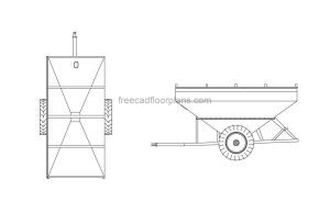 Farm Equipment, Grain Cart, 2D Drawing AutoCAD Block dwg file for free download