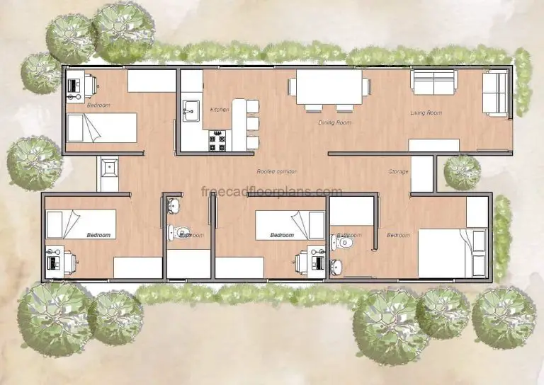 Four-Bedrooms-One Storey Container House