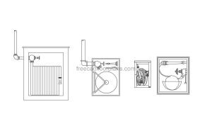 Fire Hose Cabinet Wall Mounted AutoCAD Block DWG file for free download