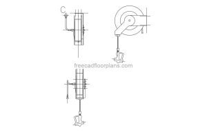 Hose Reel With Gun, Plan and Elevation Views AutoCAD Block for free download