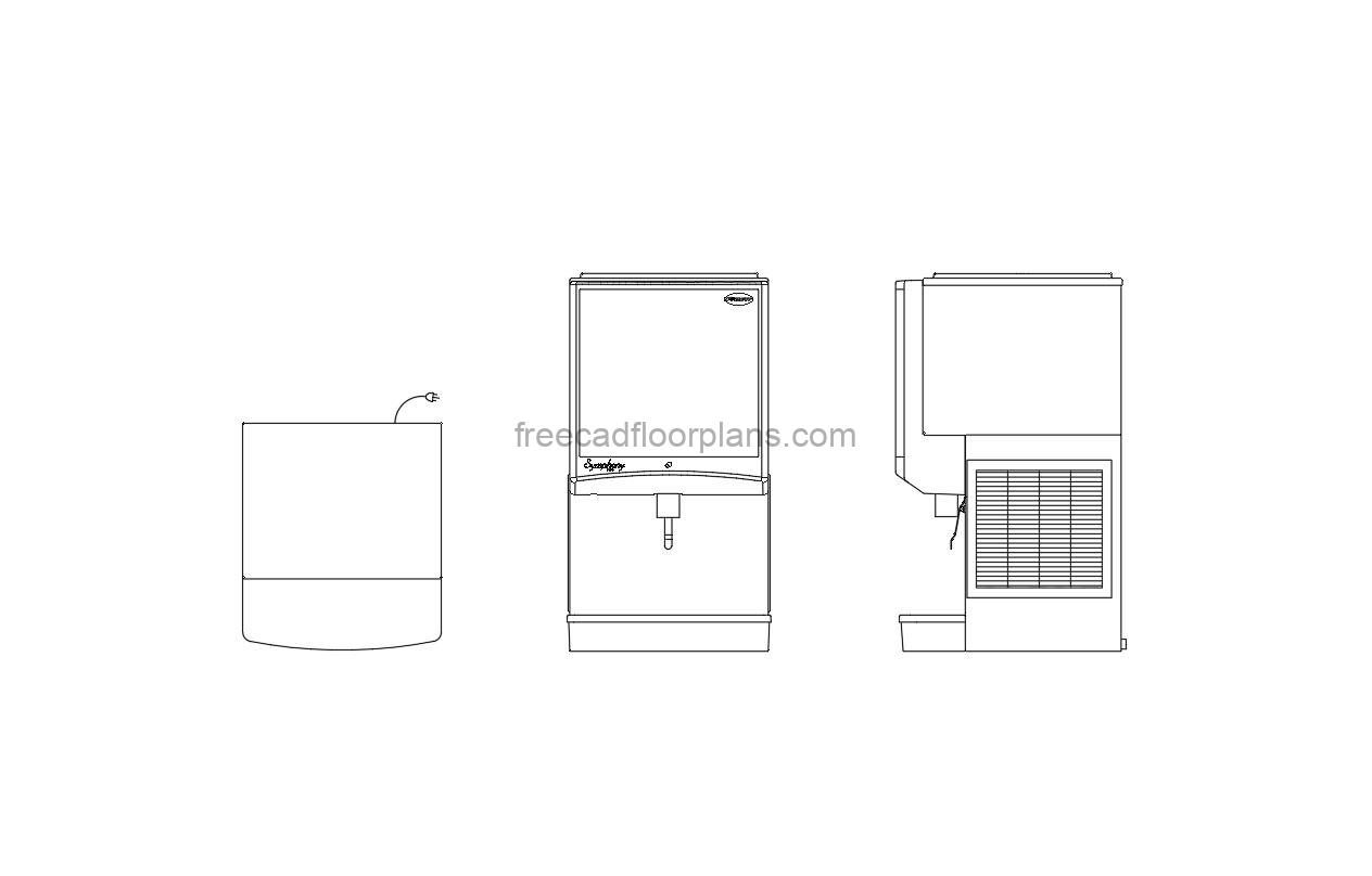 Ice Dispenser, Plan and Elevation Views AutoCAD Block