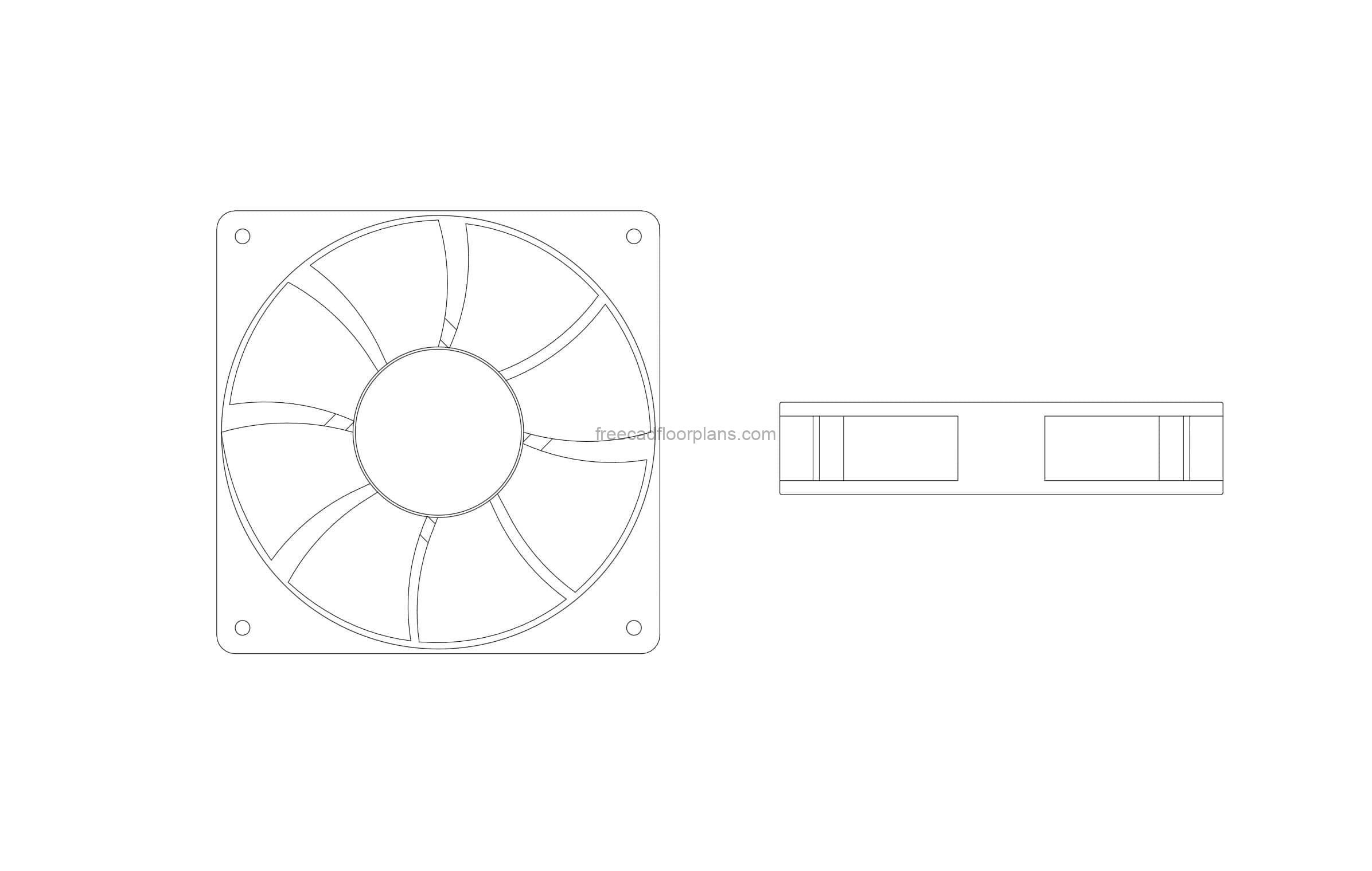 120 mm fan dwg drawing for free download autocad file all 2D views