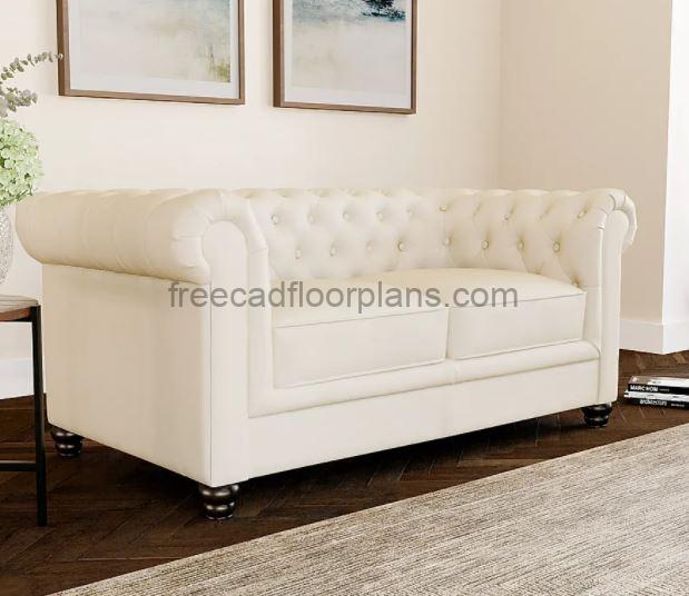 Chesterfield Sofa Two Seater AutoCAD Block