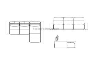 Cheslong Sofa AutoCAD Block for free download
